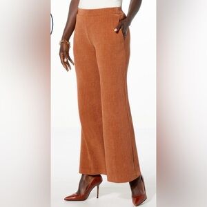WynneLayers Ribbed Wide Leg Knit Pants – Burnt Orange – XXS – New